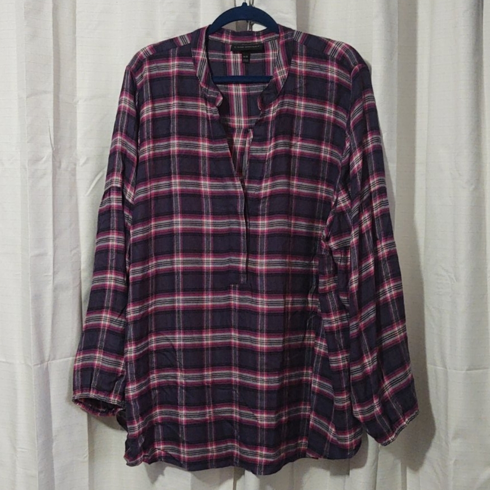 Plaid flannel pullover top